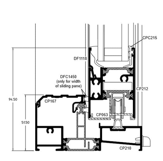 Sliding Cill technical drawing