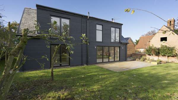 Another angle of the rear of this new developement in Cheshire with black aluminium windows and door throughout.