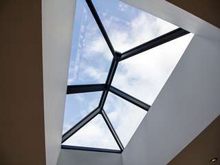Internal shot of Aluminium roof lantern looking up at the sky, a great option for bringing more light into your space.