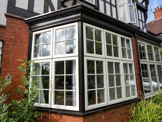 Large timber alternative bay window installation Chester.