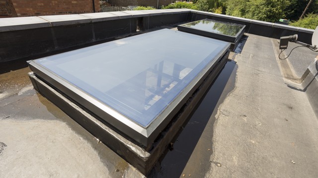 Another angle of the flat aluminium roof lights.