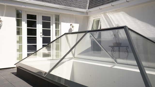 Another view of the all glass roof lantern.