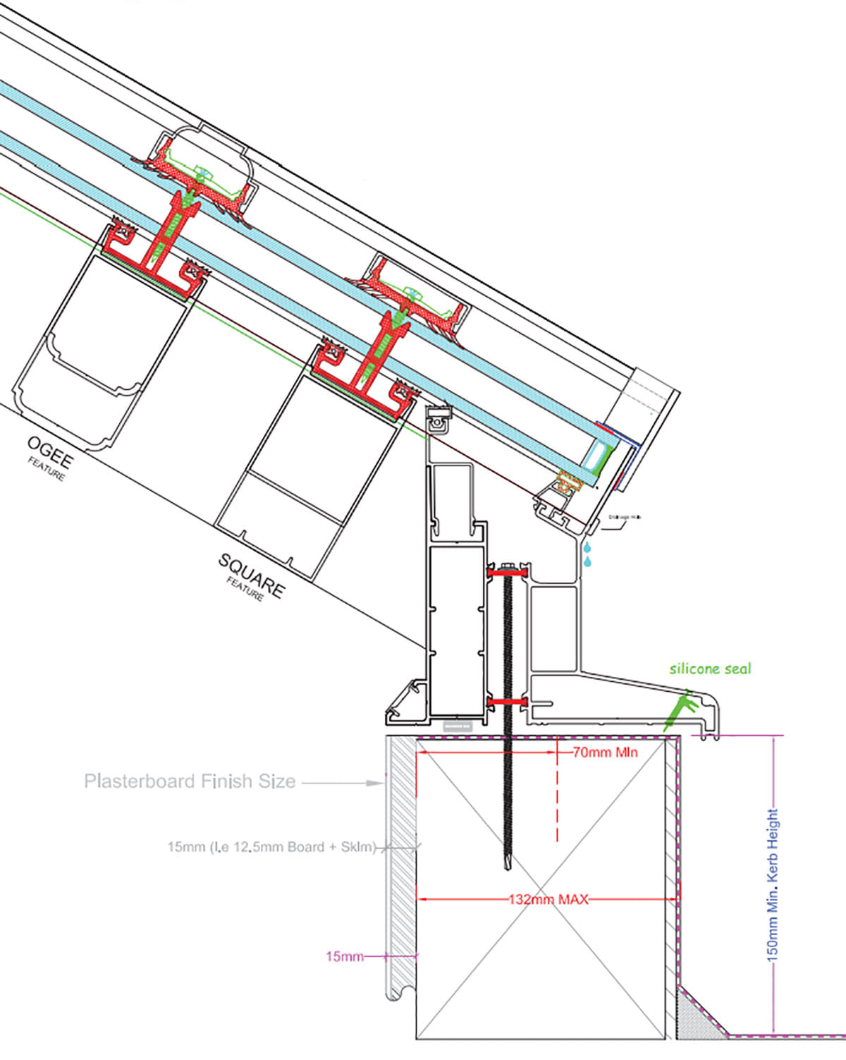 Bespoke Aluminium Roof Lantern drawing