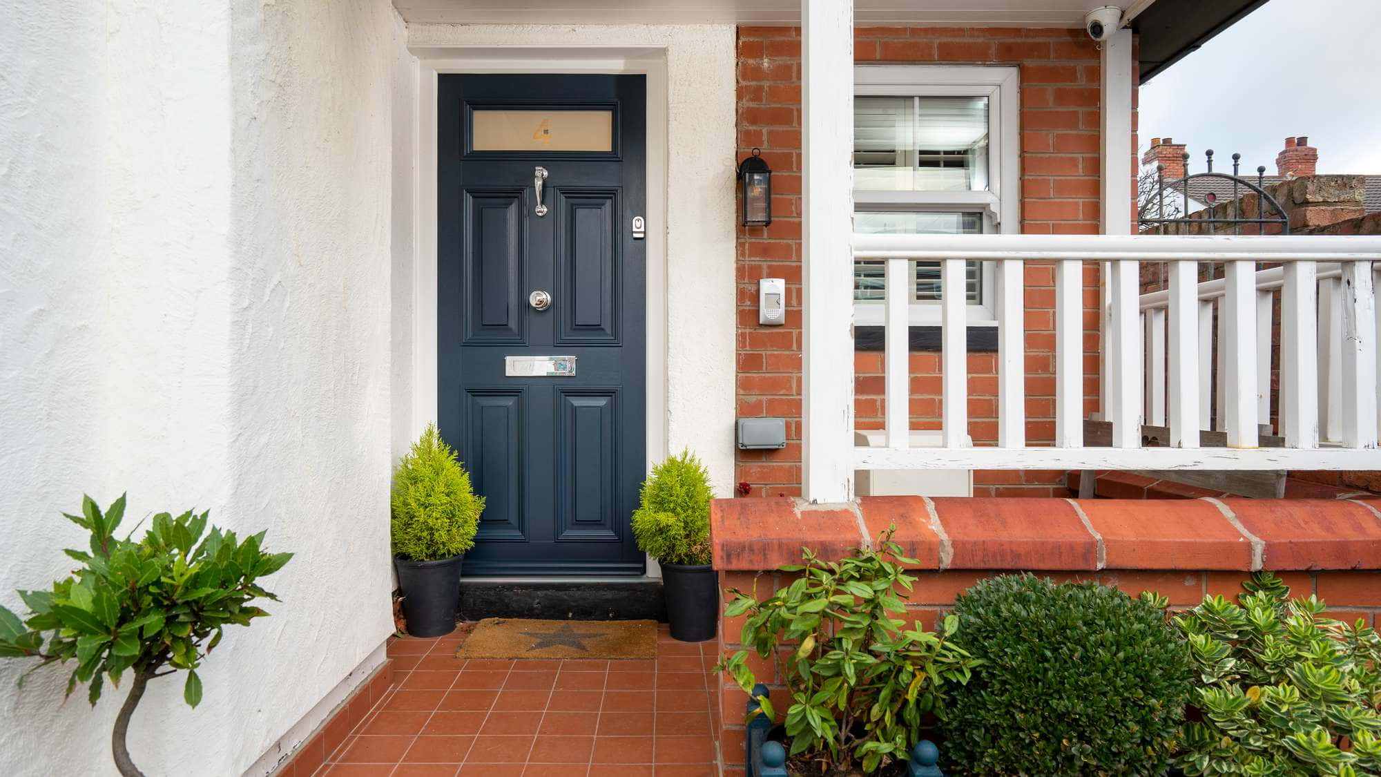 Blue Edwardian timber front door.