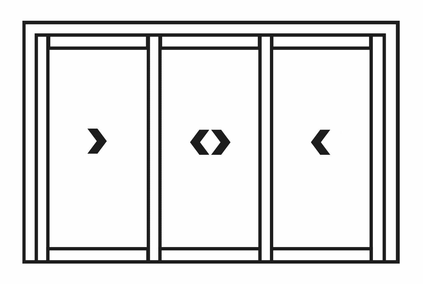 Dual sliding door and dual fixed side panels