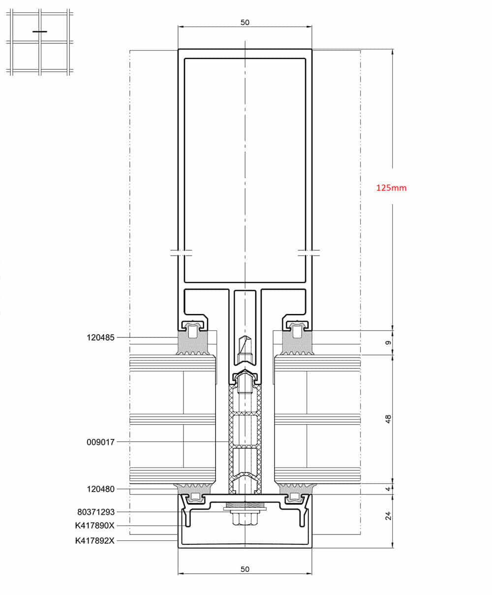 Horizontal Section of Mullion