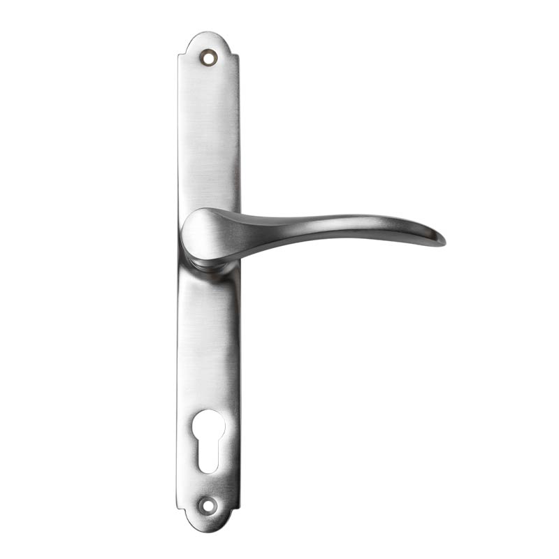 Arched backplate swan neck handle