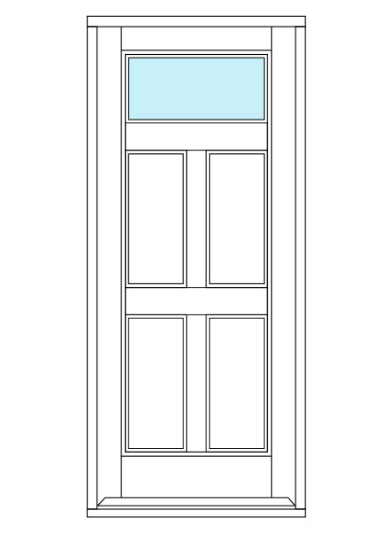5 panel door with top glass panel.