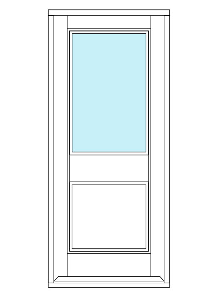 2 Panel Door with glazed top half.