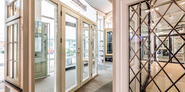 Showroom photo facing Rationel doors