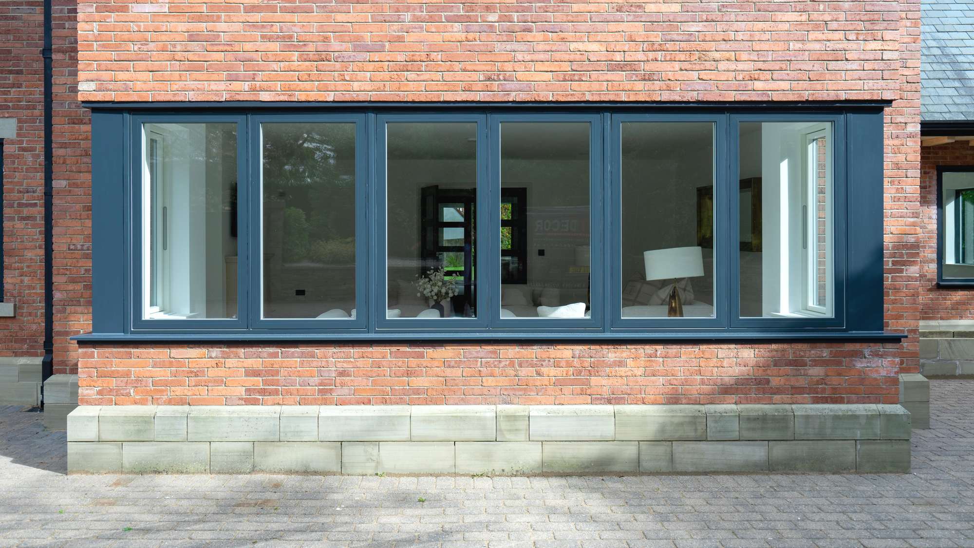 Agate Grey door close up with sand blasted glass.