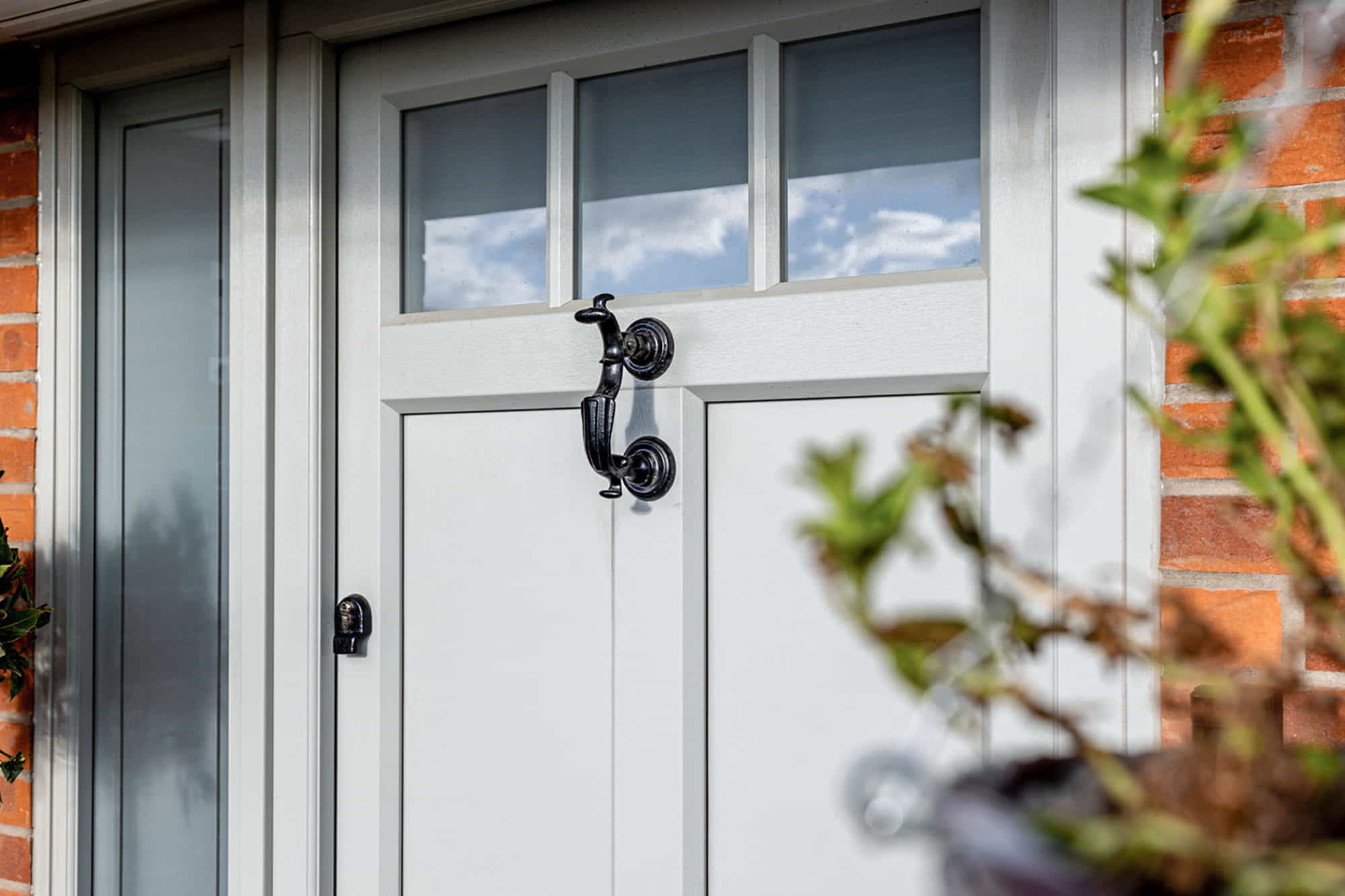 Agate Grey Composite Door Installation with black doctors knocker.