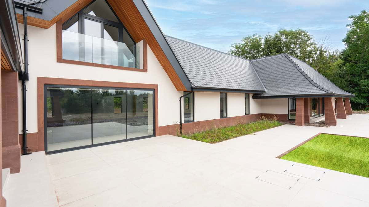 Agate Grey door close up with sand blasted glass.