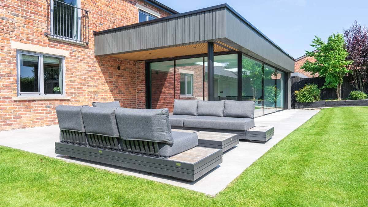 Agate Grey door close up with sand blasted glass.