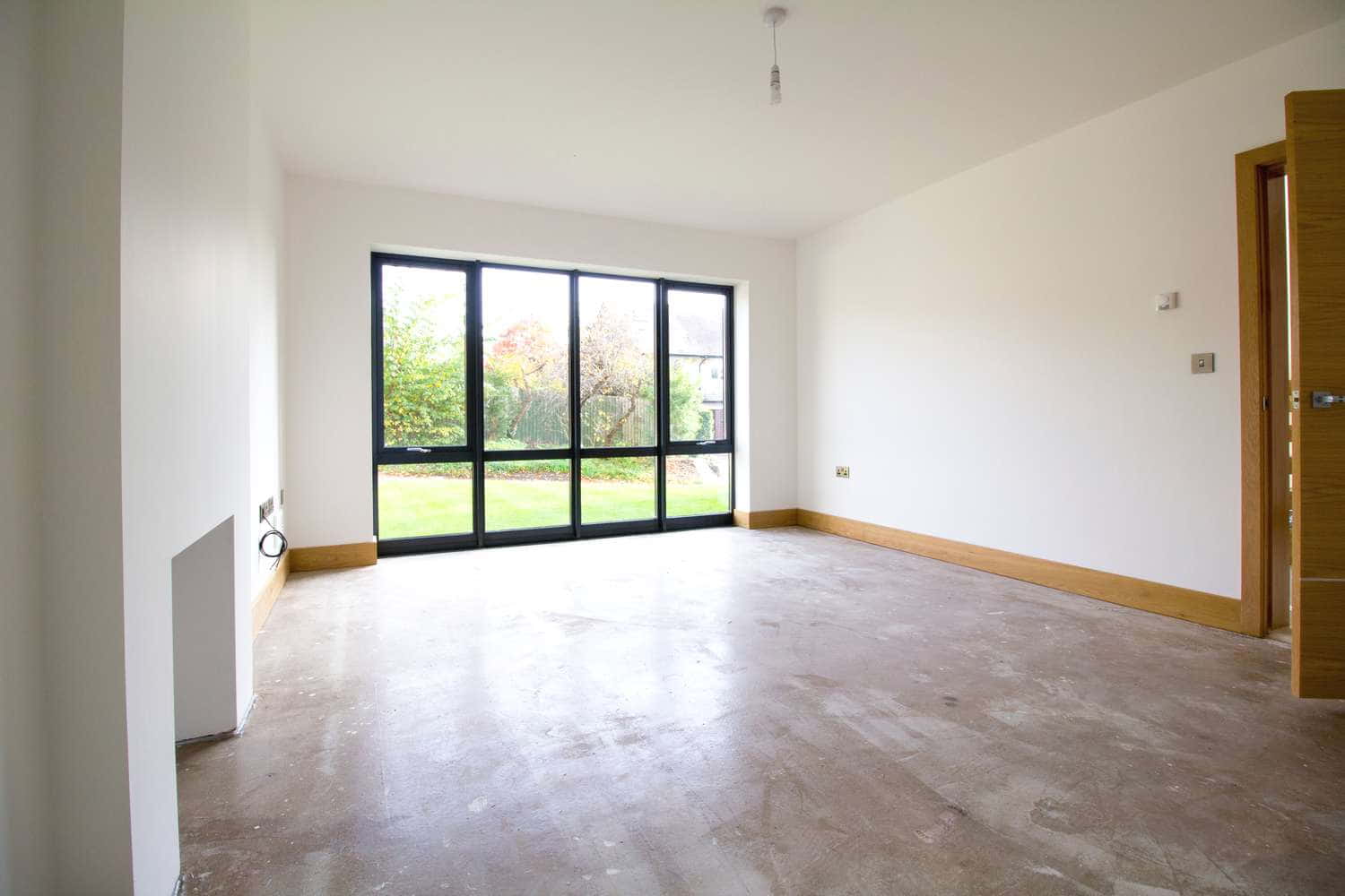 Floor to ceiling aluminium window in the lounge area.