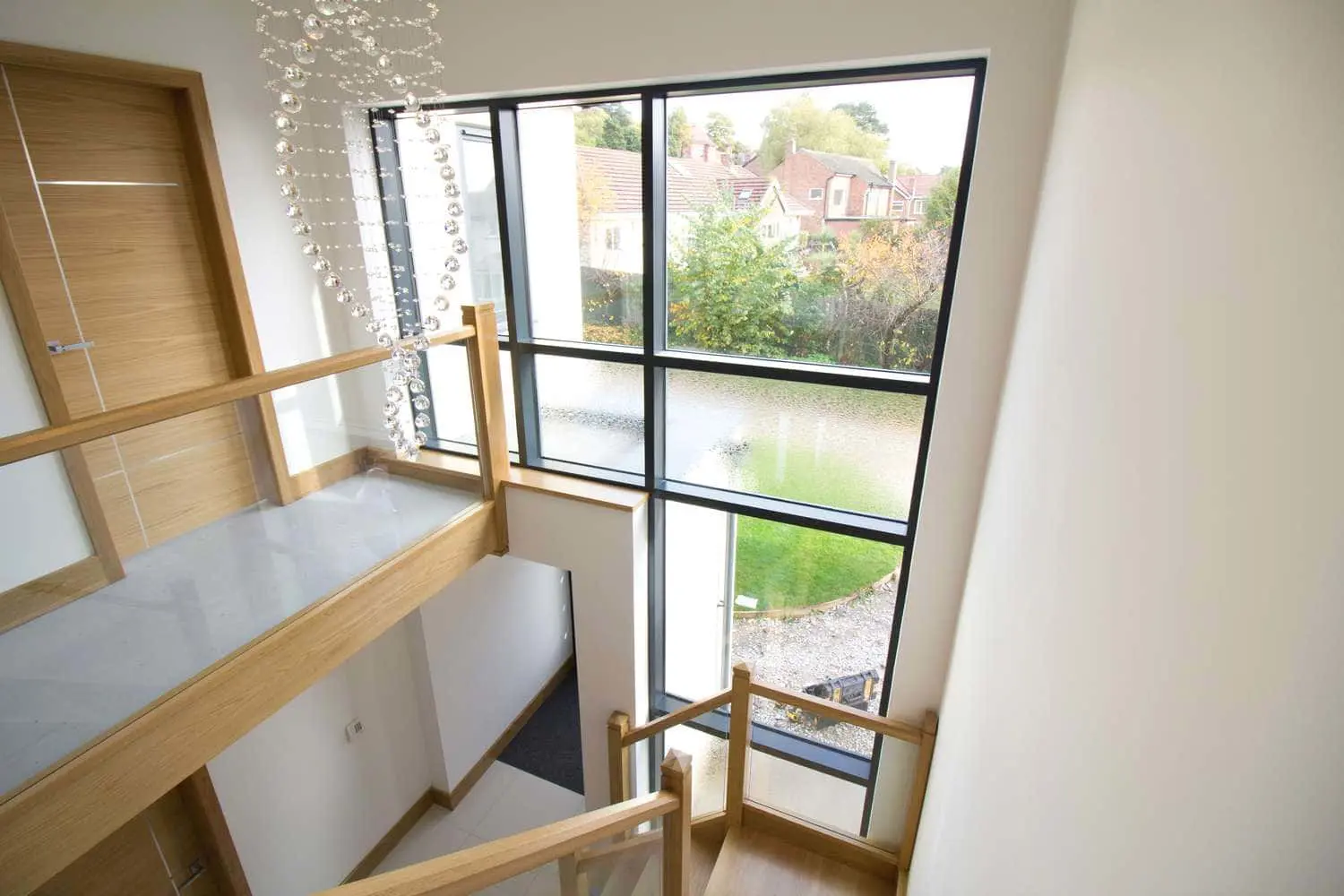 Interior view of the curtain wall window system.
