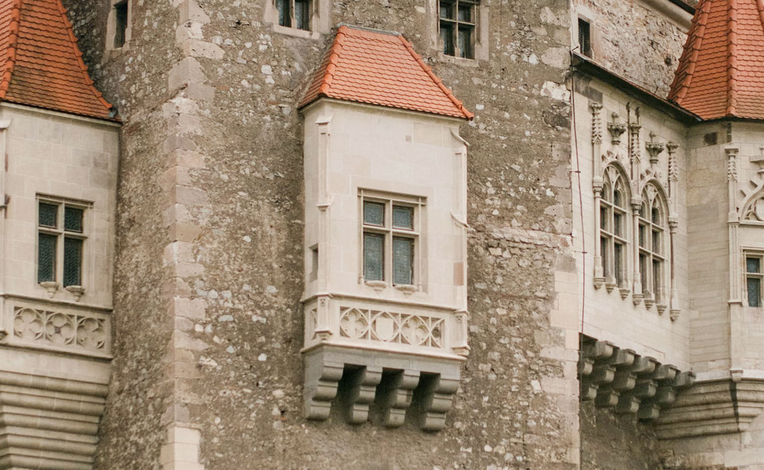 Historic Oriel window on a castle.