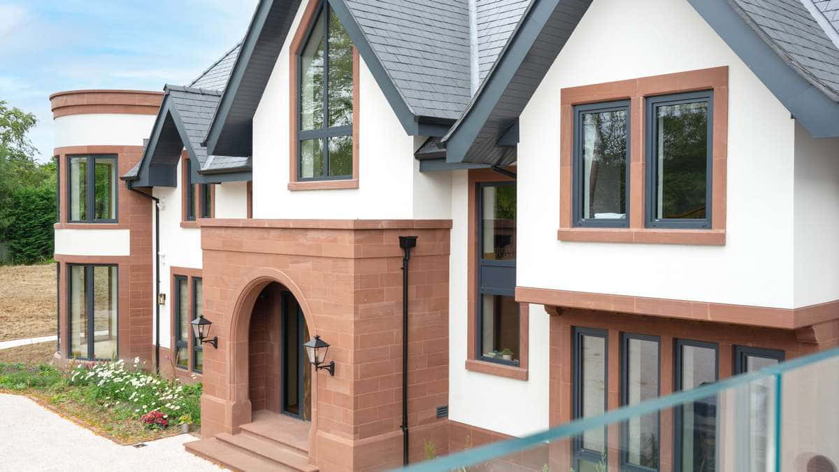 Agate Grey Composite Door Installation with black doctors knocker.