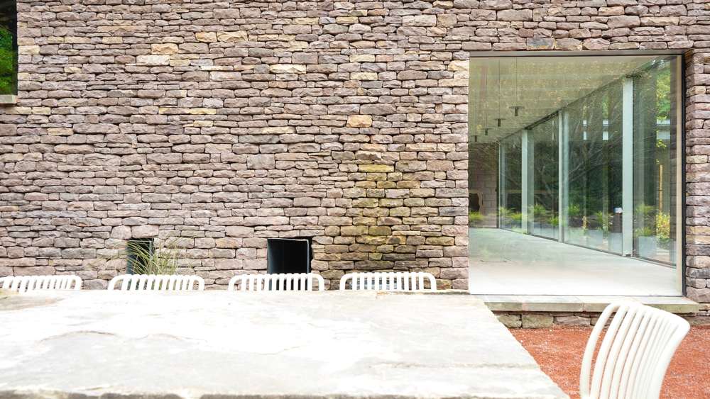 Agate Grey door close up with sand blasted glass.