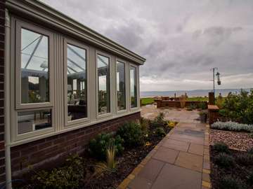 Close up showing opening window in consevatory.