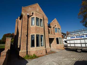 External shot of new build property complete with RAL colour coded Internorm alu clad windows.