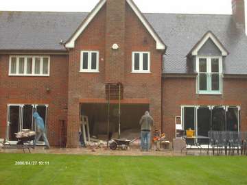 Mrs D. HESWALL Wirral; Installation of steels to form three opening to take Allstyle Bi Fold doors; Work include supports Chimney stack 