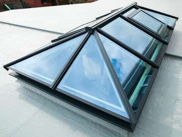 Mold North Wales : Installation of our ATS Slim line Thermally Broken Roof lantern Triple Glazed with 44mm triple glazed units U vale .6 glass 