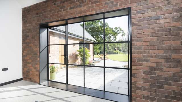 Internal view of one of the black Crittall screen we fitted at this project.