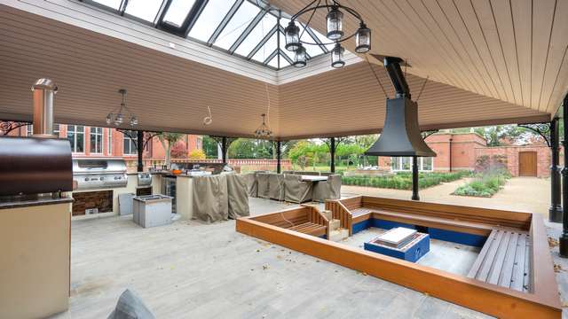 Internal view of the outdoor entertaining area with sunken seating in South Manchester.
