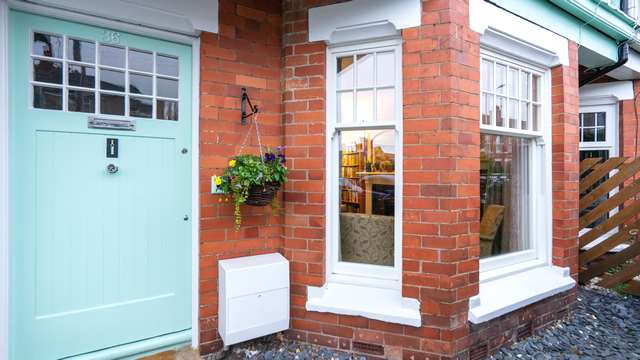 Close up of the lower sash window replacements.