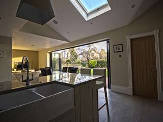 Internal view of modernised open plan living space with Centor bifold doors.