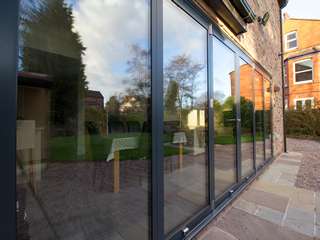 Detail shot of grey Centor bi-fold doors.