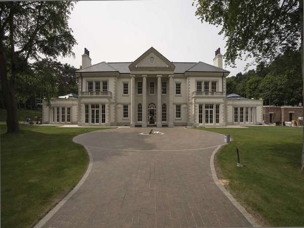 Front on shot of the Palladion Mansion in Formby showing the stunning arched windows.