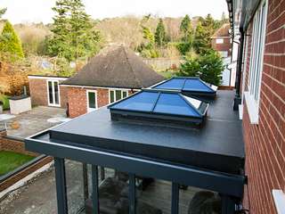 Dual aluminium roof lanterns viewed from above, a great architectural feature.