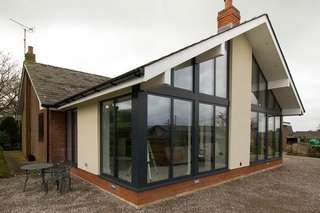 External shot of the completed extension awaiting groundworks. 