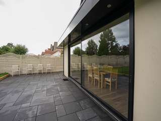 External close up of aluminium sliding doors.