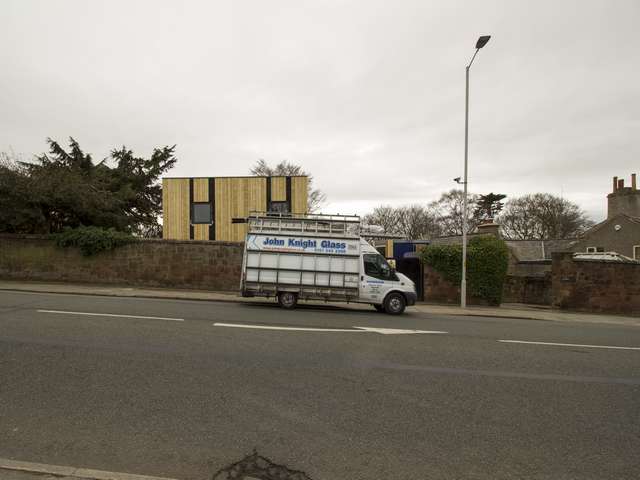 View of our work van during the window installation.