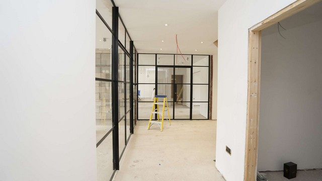 Internal view of dual Crittall screen just installed.