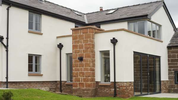 Overview of the Centor doors and Rationel windows with feature glazing bars.