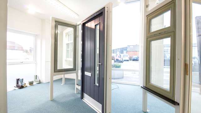 Rationel windows and entrace door on display in our Heswall showroom.