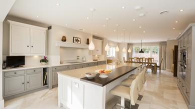 Internal kitchen space with large Rationel window letting in lots of light to this large space.