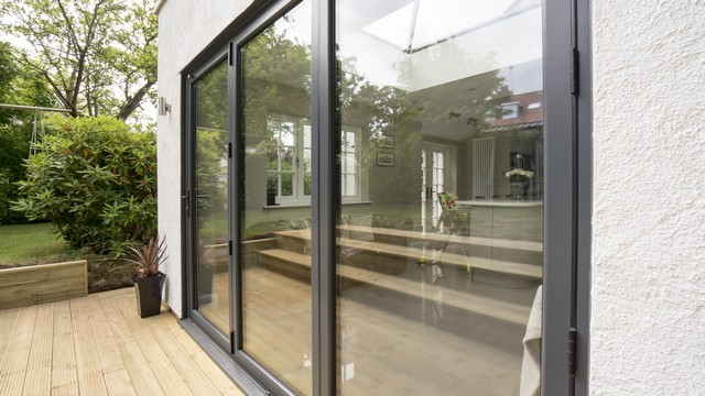 Close up of the aluminium bifolds.