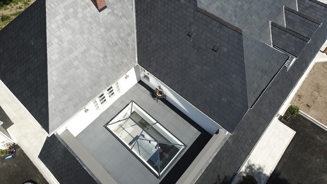 External view of the large all glass roof lantern.